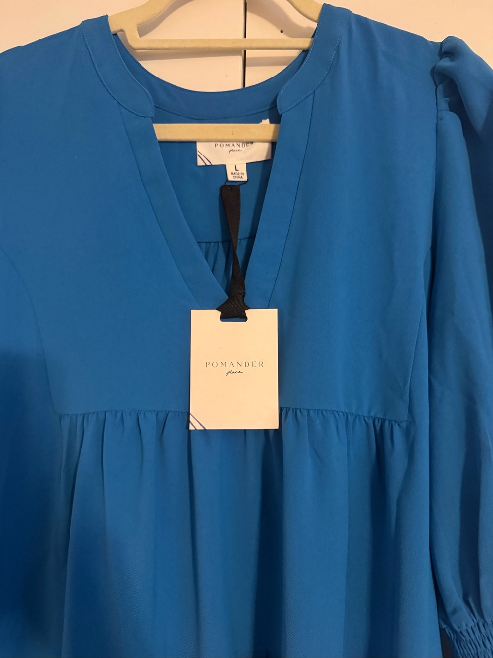 Pomander Place Bright Blue Long Sleeve Tiered Dress - Picture 2 of 3